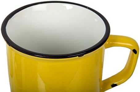 Luciano Housewares Belo café angustiado, 15,2 oz, conjunto de 4 canecas de esmalte, 4 contagem, amarelo