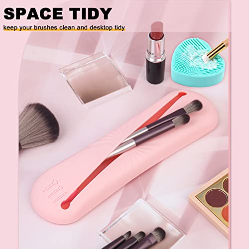 Porta de pincel de maquiagem de viagem, Silicon Trendy Portable Cosmetic Face Brushes Porta com 1 tapete de limpeza de escova
