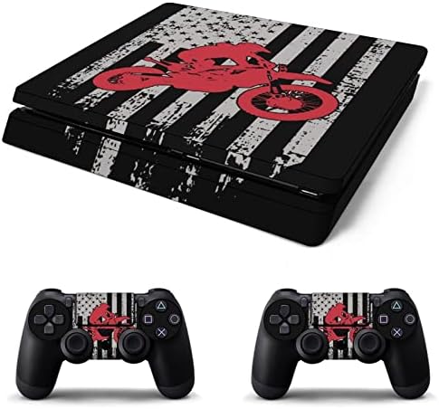 USA FLAND DIRTBIGE MOTOCROSS CARTO COMPRETOR DE PELE DE PELE DE PELA SLIM POS para PS-4 Slim/PS-4 Pro Console & 2 Controller