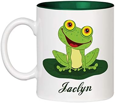 Texto personalizado personalizado Happy Frog Cerâmica Interior Copo de Copo Caneca de Caça Verde
