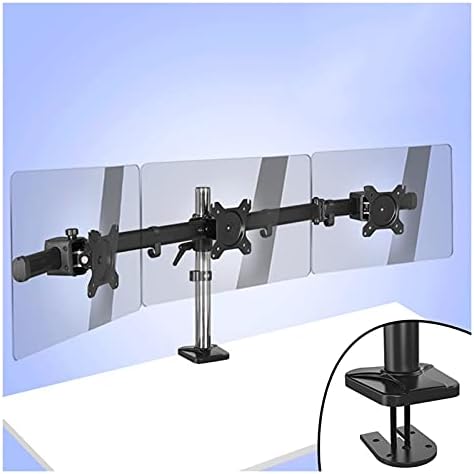 Monitore o braço Triple Monitor Stand 17 -27 Três telas LCD Monitor Montagem da mesa, altura/inclinação/rotação ajustável, cada braço mantém até 17,6 libras