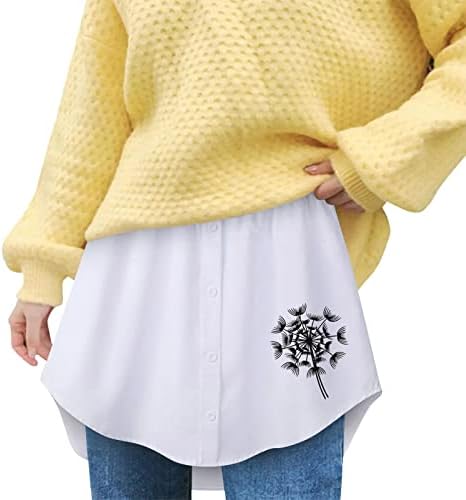 Extensores de camisetas de camadas para mulheres de tamanho superior tampo inferior de varredura inferior Mini-saia Mini-saia Camisas casuais Extrem