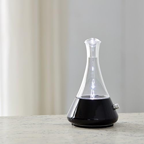 Opulência - Difusor nebulizador para óleo essencial/aromaterapia com base de cerâmica preta e interruptor de luz do sensor de toque