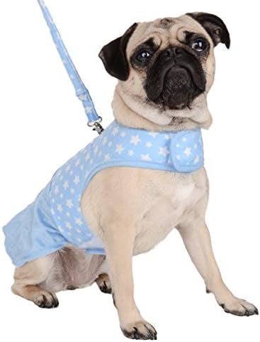 Cuecue Pet Star Choke Free Harness Dress com coleira, grande, azul