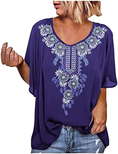 1/2 blusa de manga para mulheres moda - blusas femininas Tops de verão fofos para mulheres Blusa de camiseta casual com estampa de pescoço redondo
