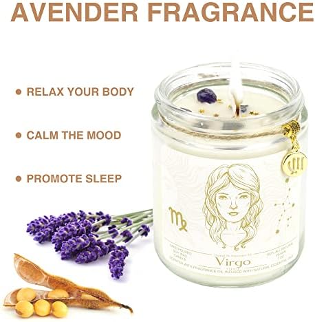 Presente de Virgem Ytente Virgem, Presentes de velas perfumadas para mulheres, velas de virgem, velas de cristais de zodíaco,