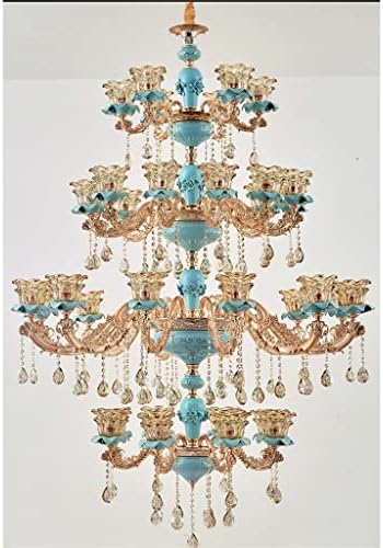 Czdyuf grande lustre de lustre europeu Lâmpada de cristal lâmpada Lâmpada de estar em estilo francês Cerâmica Lâmpada