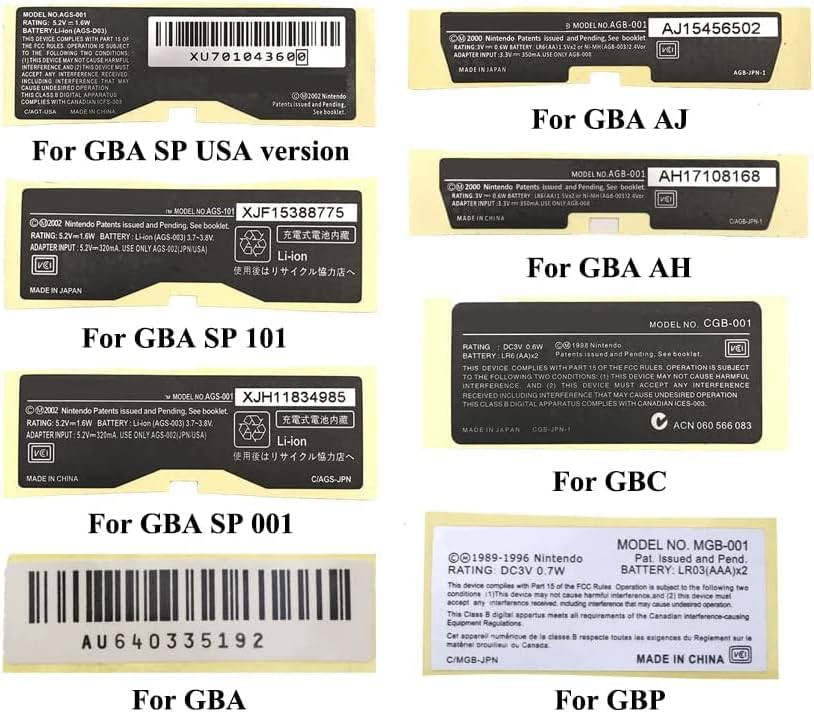 1PCS Novos adesivos de gravadoras para Gameboy Advance GBA SP GBA GBC GBP Substituição do console do jogo