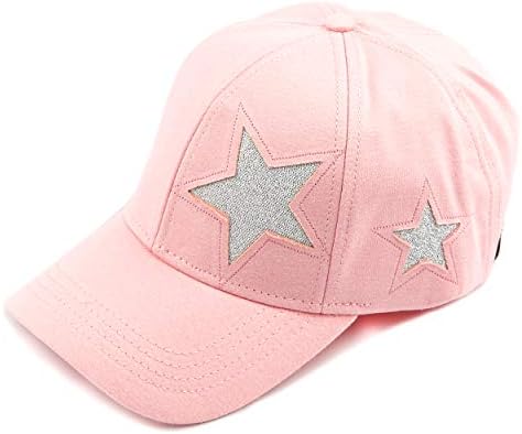 C.C Hatsandscarf Cotton Baseball Cap com padrão de estrela cintilante