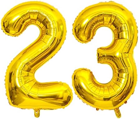 XLOOD Número 23 Balões de balão de 32 polegadas Alfabeto 23 Balões de aniversário Digit 23 Balões de hélio grandes balões