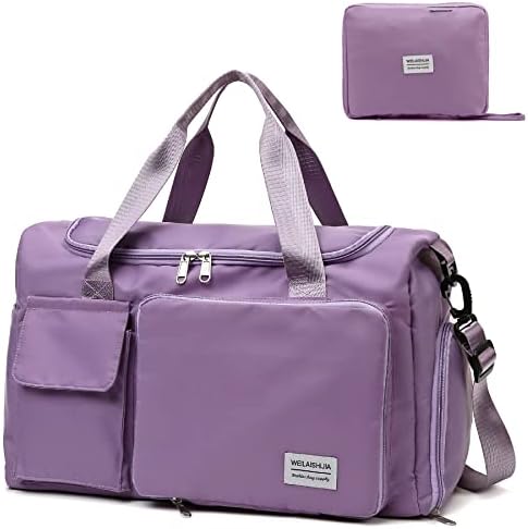 Bolsa de mochila de viagem dobrável grande com compartimento de sapatos, bolsa de ginástica esportiva com bolso molhado, carrega