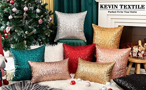 Kevin têxtil lantejoulas decorativas luxuosas de festas quadradas capa de almofada de casas quadradas, 18 x18, design de