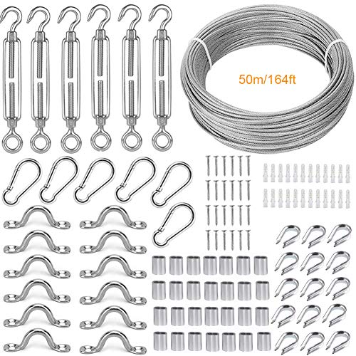 Kit de corda de arame Tootaci 1/16, kit de tensor de fio M5 Turbuckle para fios de cabos, cabo de aço inoxidável de