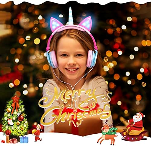 Fones de ouvido com iluminação LED de LED, 3,5 mm de jack de 3,5 mm de ouvido dobrável para crianças com fio com faixa de cabeça