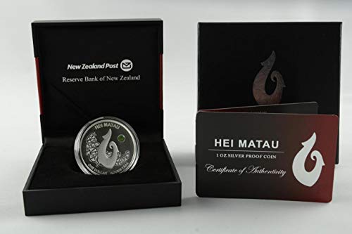 2012 NZ Silver Dollar Proof Coin - Maori Art - Hei Matau $ 1 Banco de Reserva Uncirculado da Nova Zelândia