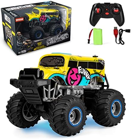 ZECONG Toys Remote Control Monster Truck Toy, carro de 360 ​​° RC de 360 ​​°, 1:14 TODOS TERRANS RC TRIMENTOS COM LUZES LED, 2,4 GHz de controle remoto off-road para meninos, crianças e adultos