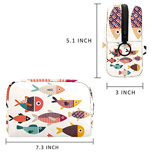 Peixes coloridos Bolsa de viagem cosmética bolsa de maquiagem reutilizável bolsa de higiene pessoal para meninas adolescentes 18.5x7.5x13cm/7.3x3x5.1in