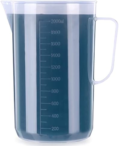 GRESPRI Durável Graduado 5 Liter conjunto de copos, 5000ml+2000ml+1000ml, 3 pacotes de copos de polipropileno de laboratórios