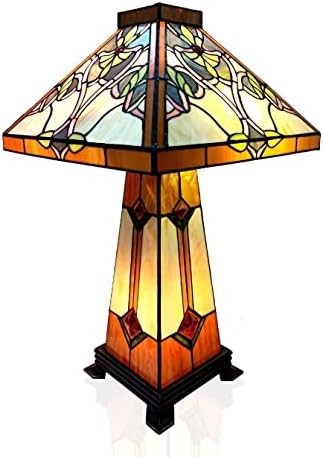 Lâmpada de mesa da figura Naduoxrk Tiffany, estilo de flor, base de liga, diagonal de 18 polegadas, NAD13-1TB, tampas