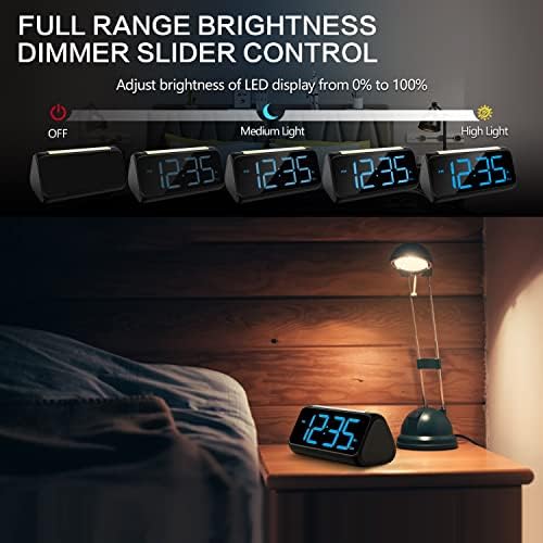 Relógio digital de Netzu, despertadores para quartos com 8 colorido de luz noturna, tela LED grande, alarme duplo, escurecimento, porta do carregador USB, relógio de cabeceira para crianças, idosos
