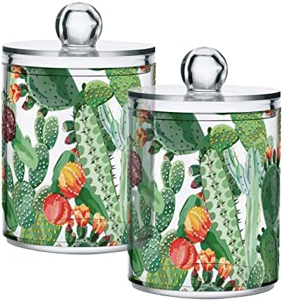 Cactus Cotton Swab Suports Recipientes de banheiro frascos com tampas conjuntos de algodão Round Boldre Round Solder para