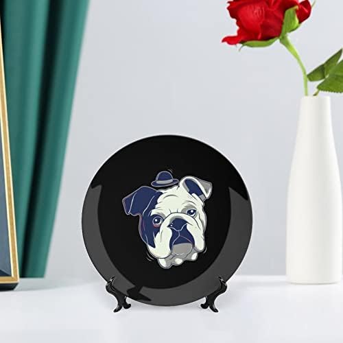 Hat Dog Head Placa decorativa de osso vintage com exibição Decoração de casa para presente fofa