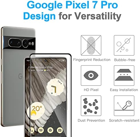 [2+2 pacote] Para o Google Pixel 7 Protector de tela Pro, protetor de lente da câmera 9H Vidro temperado, HD Clear 3D Protetor