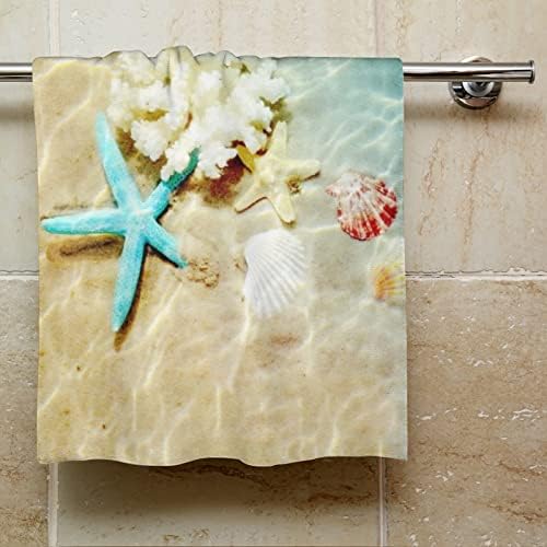 Coral de estrela do mar e mar em toalhas de mão de praia Face e pano de lavagem corporal pano macio com fofos impressos para