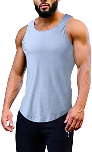 Camisetas sem mangas para homens casuais coletoras de gola sólida tampas de tanques de fitness coletes de fitness sport workout yoga muscle algodão camisetas