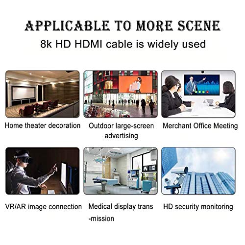 NIUBB 8K CABO HDMI 50 pés, 2,1 HDMI Cabo de 50 pés suporta 48Gbps 8k@60Hz, 4K@120Hz HDR, 3D, Dolby Vision, Dolby Atmos compatível