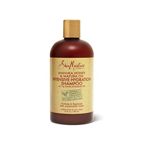 Shampoo de hidratação intensiva em sheanesture para cabelos secos e danificados Manuka e mel e mafura sem sulfato de sulfato 13 oz