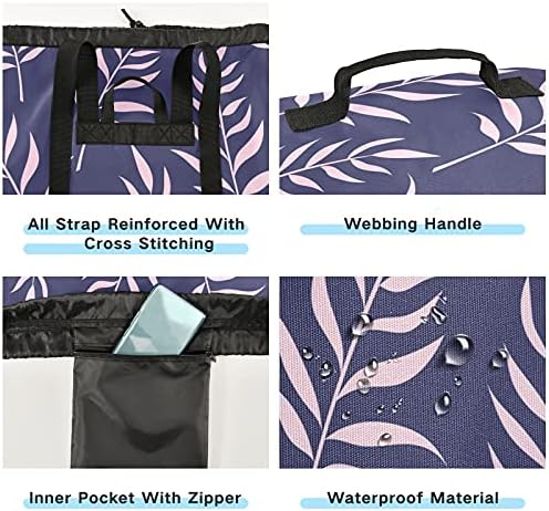 Mochila de lavanderia pesada de lavanderia de folhas tropicais com alças e alças de ombro Viagem Bolsa de roupas com tração