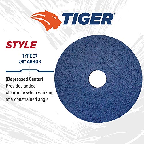 Weiler 59734 Tiger Zirconia Alumina Resina Landing e Retinging Disco, 4-1/2 Diâmetro, 60 Grit, Hole de Arbor de 7/8