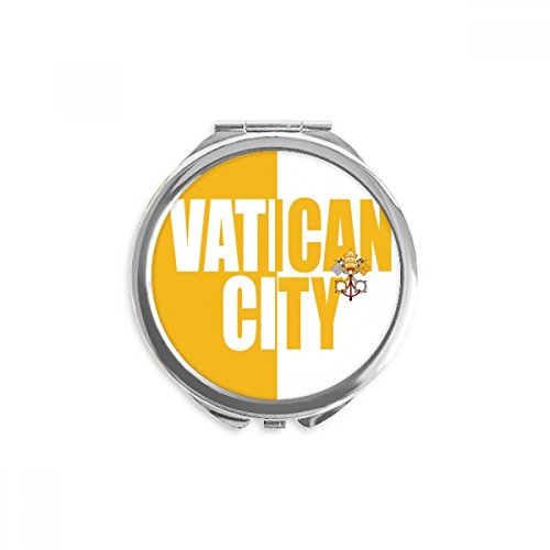 Nome da bandeira do país da cidade do Vaticano Mão espelho compacto redondo vidro portátil de bolso