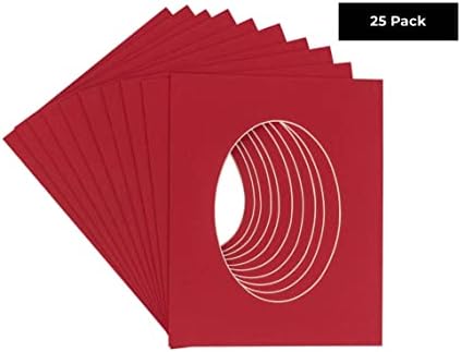 16x20 MAT BEN CUT para 8x10 Fotos - Precut profundo vermelho oval de forma fotográfica Abertura da placa de tape