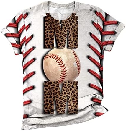 Camiseta feminina de beisebol mama branqueada, tops femininos de leopardo engraçado t camisetas mama letra impressão de