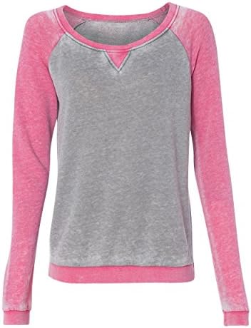 J. America-Ladies Zen Fleece Raglan Sleeve Crewneck Sweatshirt-8927