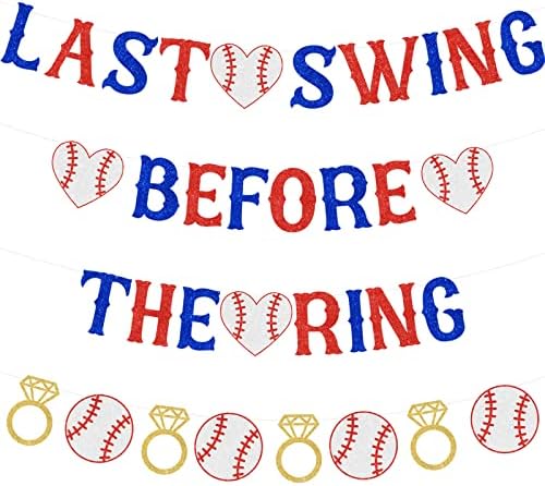Decorações de festas de despedida de solteira de beisebol, último swing antes do anel Banner Baseball Diamond Ring Garland, ostentam