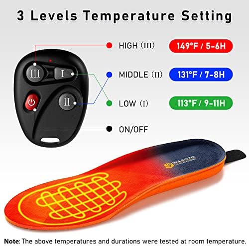 Insolas aquecidas 3300mAh com remoto de até 11 horas de aquecimento de calçados aquecidos de calçados aquecidos para