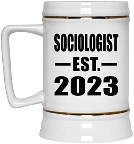 Projeta o sociólogo estabelecido est. 2023, caneca de 22oz de caneca de caneca de cerâmica de cerveja com alça para