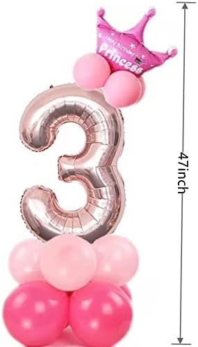 Balão de coroa de ouro de 32 polegadas de alumínio, número 3, balão de alumínio gigante, balão 3, balão de 3º aniversário, suprimentos de decoração de chá de bebê para festa de aniversário da 3ª infantil