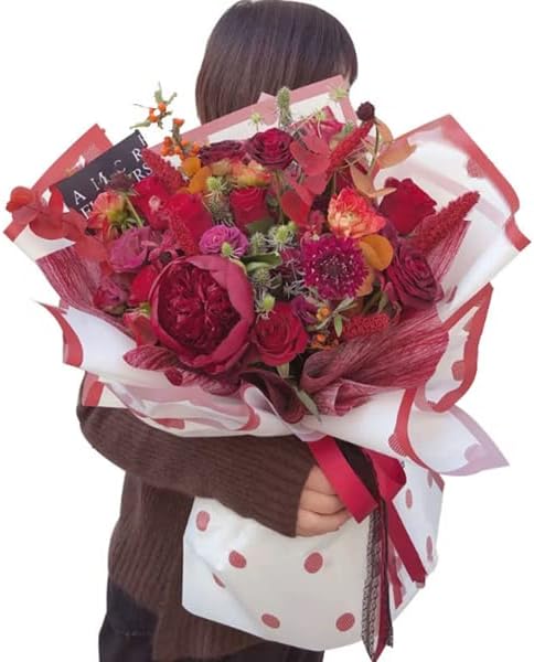 20 lençóis papel de embrulho de flor 23,6 x 23,6 polegadas Papaco de embalagem floral à prova d'água com 1 fita de rolos para o dia das mães e dos namorados
