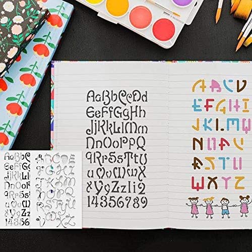 39pcs letra e estênceis numéricos, para modelos de desenho de diy diy notebook/diário/scrapbook/graffiti/pinting artesan