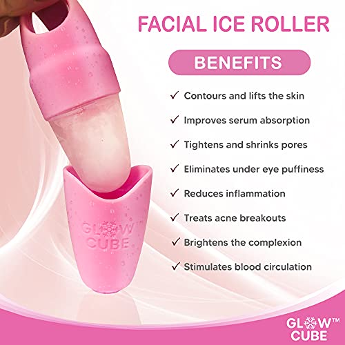 Rolo de gelo de cubo de brilho para os olhos e pescoço do rosto para iluminar a pele e aprimorar seu brilho natural/tratamento facial reutilizável para apertar e tonificar a pele e despufo a área dos olhos