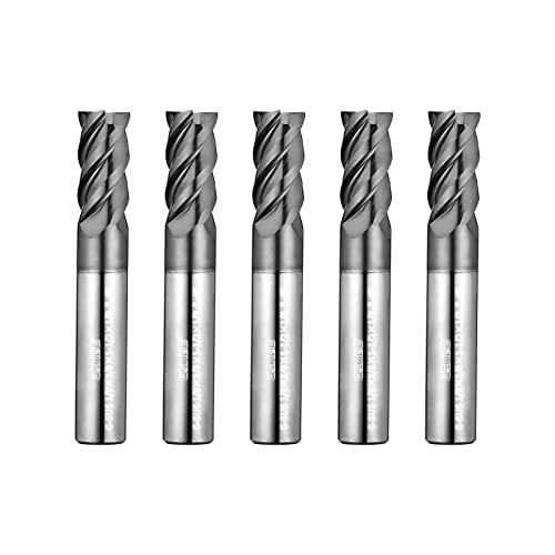 Wexwe Tools G-Sus Series Carbide Square Mill, revestimento MAH, moinho de extremidade para aço inoxidável, titânio, inconvenção, ligas de níquel, material difícil de cortar, 4 flauta, 1/8 shank ， size de polegada, 5pcs)