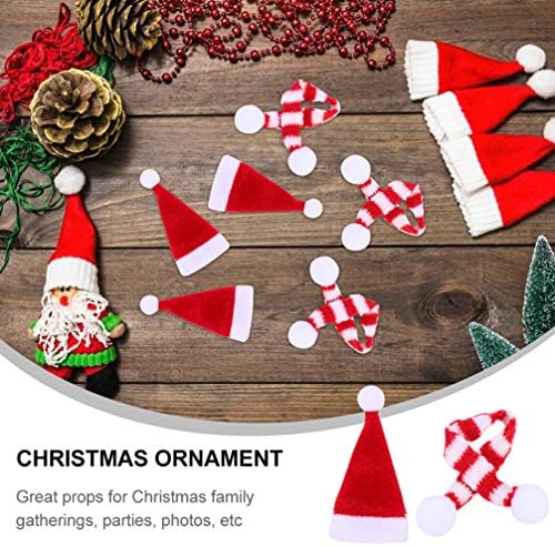 ABOOFAN YULE TREET Topper 24pcs Christmas Mini Hat de Papai Noel e Mini Lenço de Vinho de Vinho de Natal Capas de Treça de Xmas Ornamentos Diy Crafts Para Festas de Natal