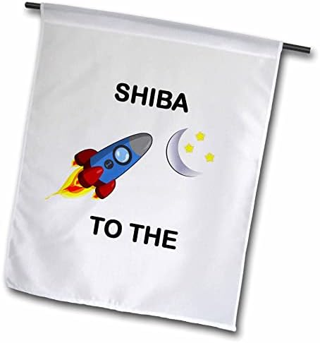 Imagem 3drose de palavras shiba para a lua com foto de foguete e lua - bandeiras