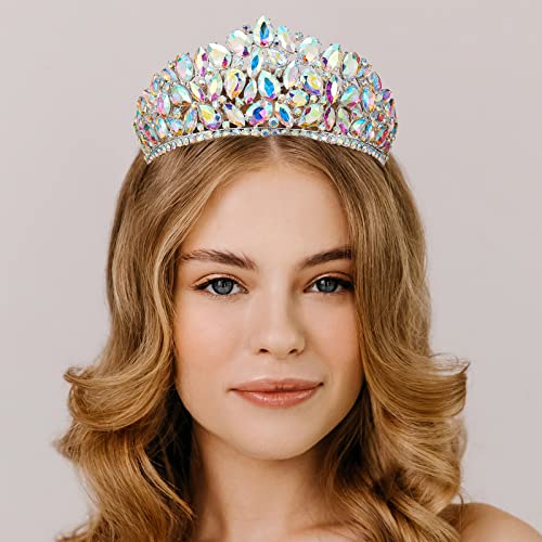 AW Coroas de casamento de noiva para mulheres Multicolor Crystal Bridal Tiara for Wedding Queen Crown Rhinestone Princess Crown