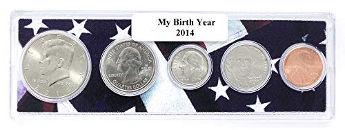 Ano de nascimento de moedas 2014-5 estabelecido no titular da bandeira americana não circulada