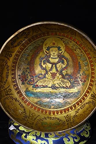 Coleção do templo do Tibete Antigo rastreamento de bronze rastreio de broto buda oito tesouros bowl som bowl town house exorcismo